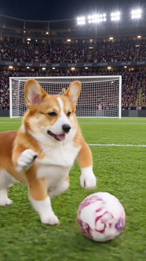 Corgi: self-created AI football goal example